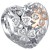 Ażurowy charms Serce Koniczynki ozdobiony białymi cyrkoniami i wyróżniającą się czterolistną koniczynką w kolorze rose gold. Symboliczna zawieszka Amélioré łącząca motyw miłości i szczęścia, pasująca do bransoletek modułowych Pandora i Apart.